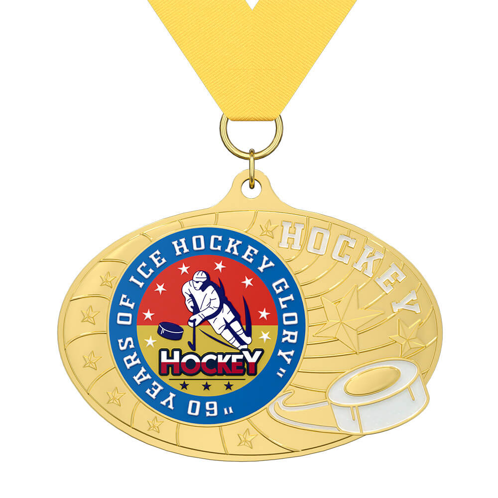 Ice Hockey Glory Custom Medal with ribbon