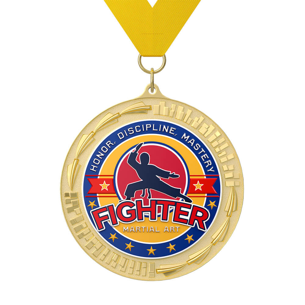 Martial ART Fighter Medal with ribbon Martial ART Fighter Medal with ribbon