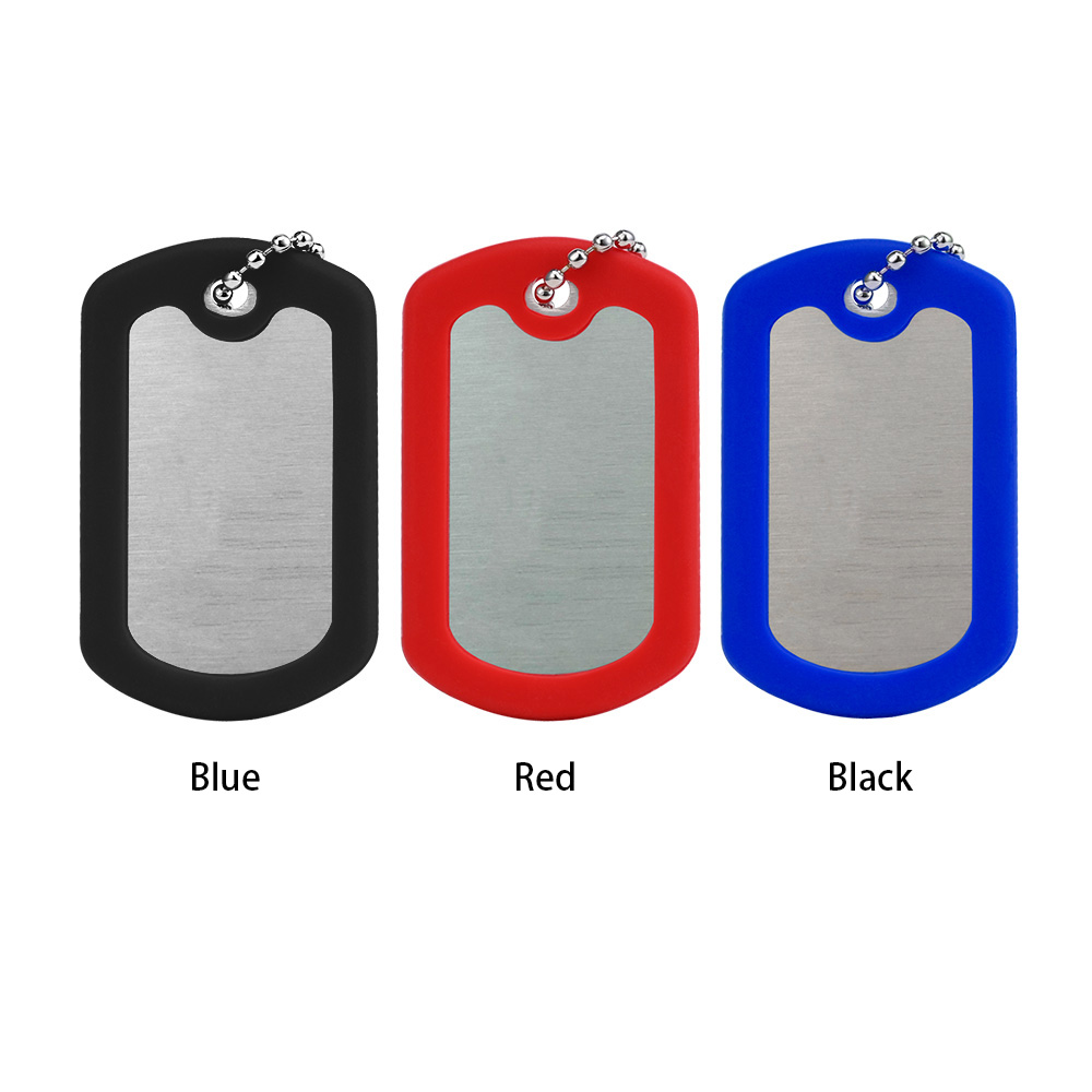 Square Silicone Edge Metal Dog Tag