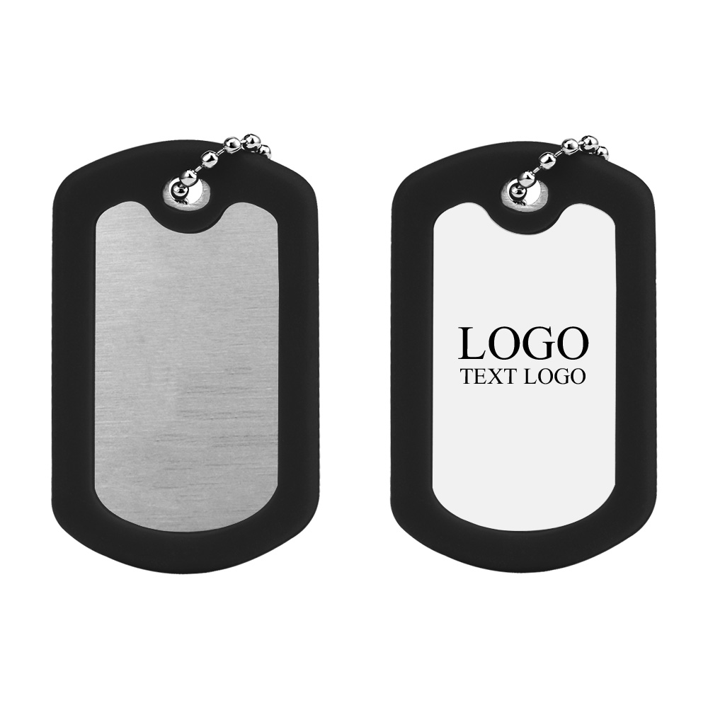 Square Silicone Edge Metal Dog Tag