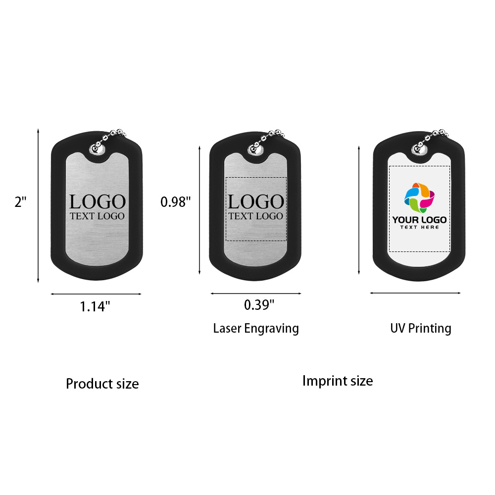 Square Silicone Edge Metal Dog Tag
