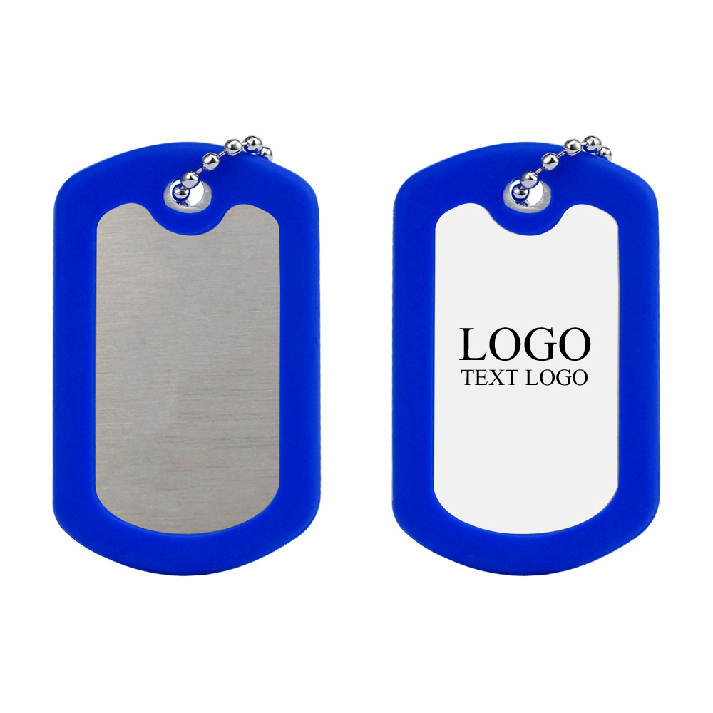 Square Silicone Edge Metal Dog Tag