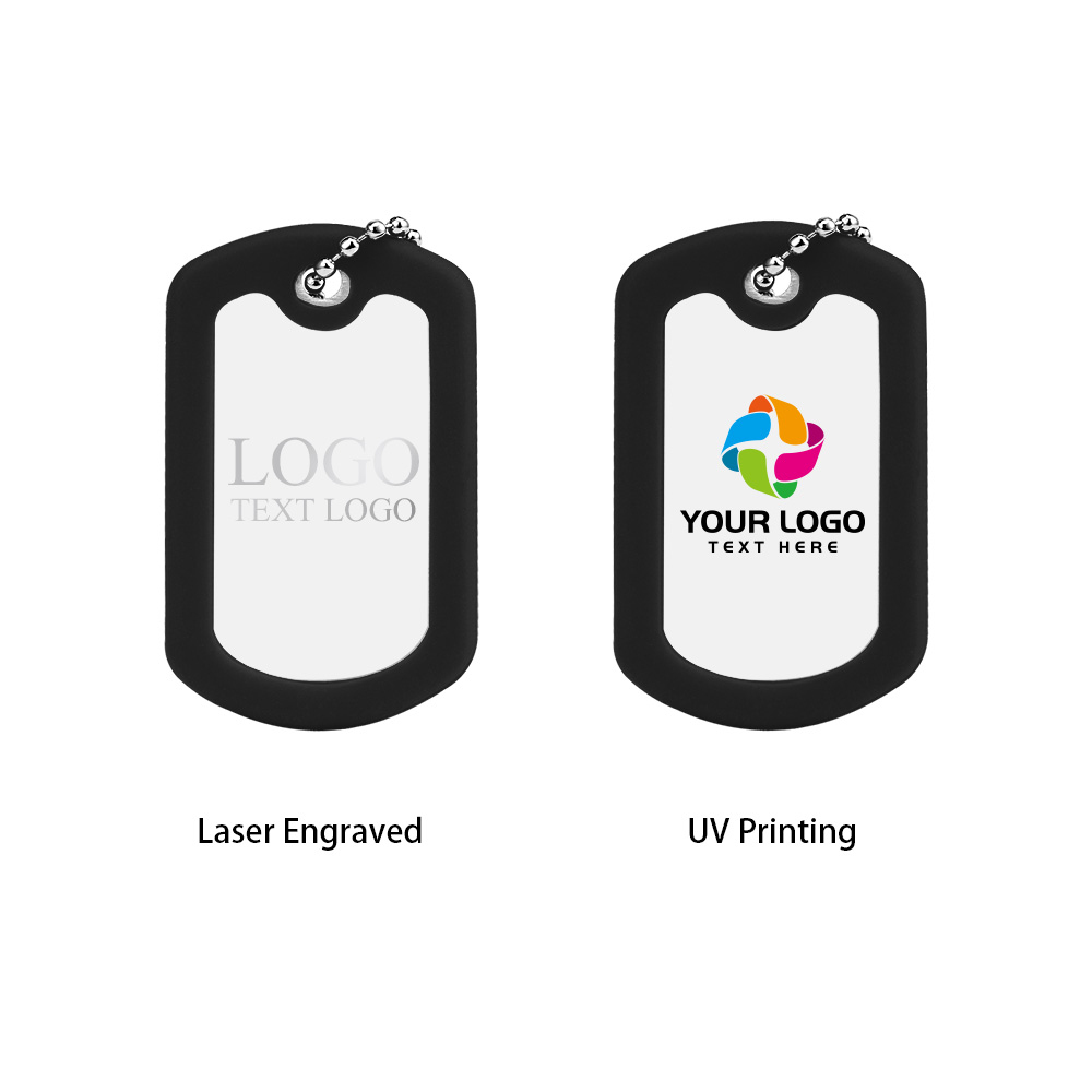 Square Silicone Edge Metal Dog Tag