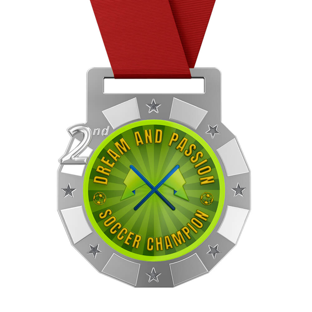 2nd Place Dream and Passion Soccer Medal with ribbon