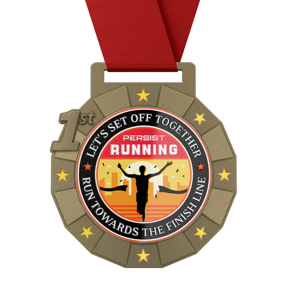 Persist Running Marathon Medal with ribbon Persist Running Marathon Medal with ribbon