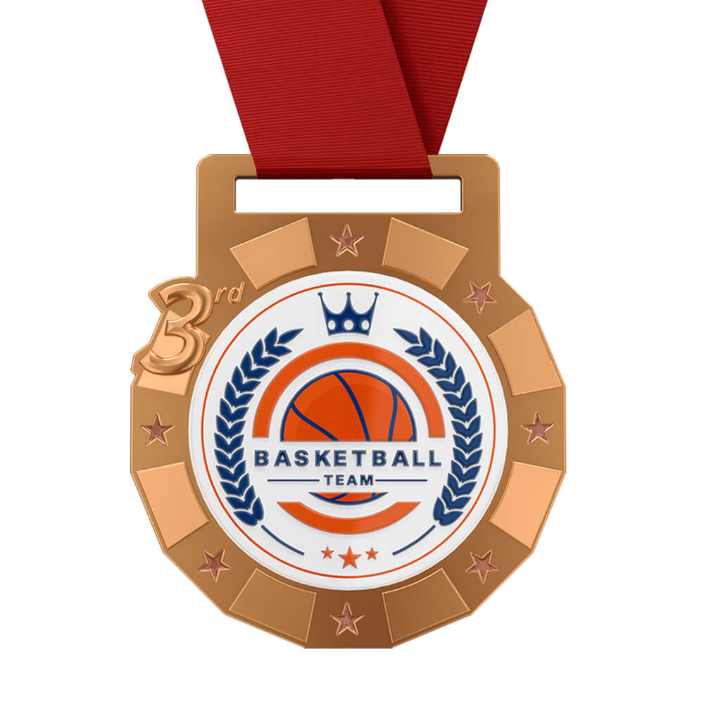 3rd - Place Basketball Team Medal with ribbon 3rd - Place Basketball Team Medal with ribbon