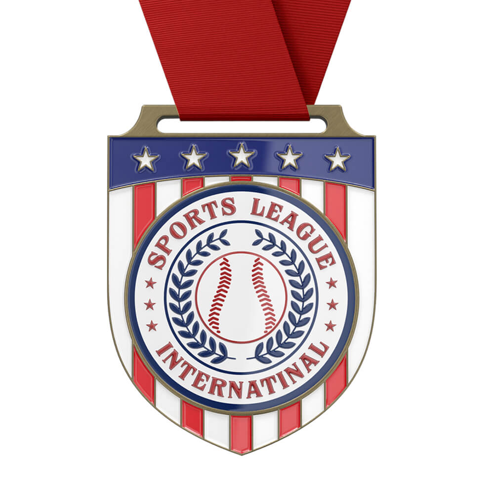 Custom International Baseball Medal with ribbon