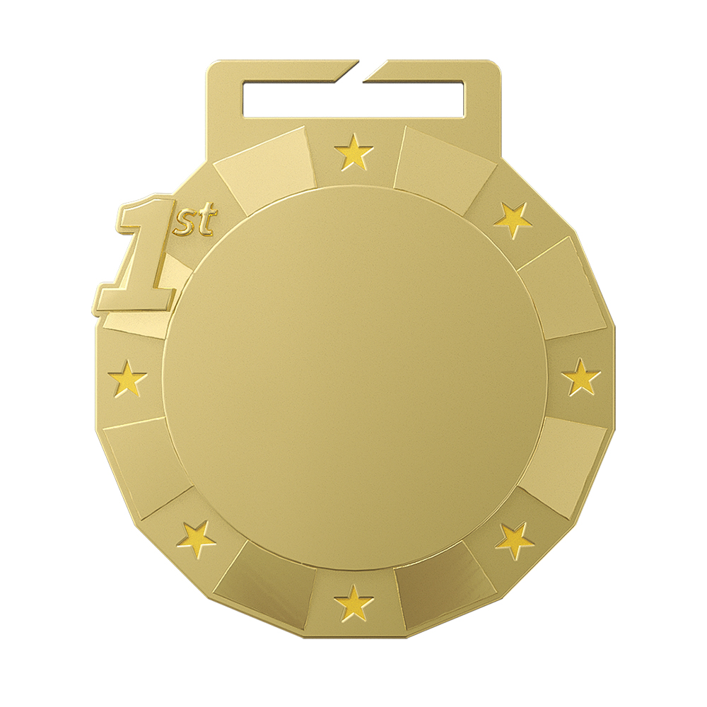 1st Place Kids Run Custom Medal shiny gold