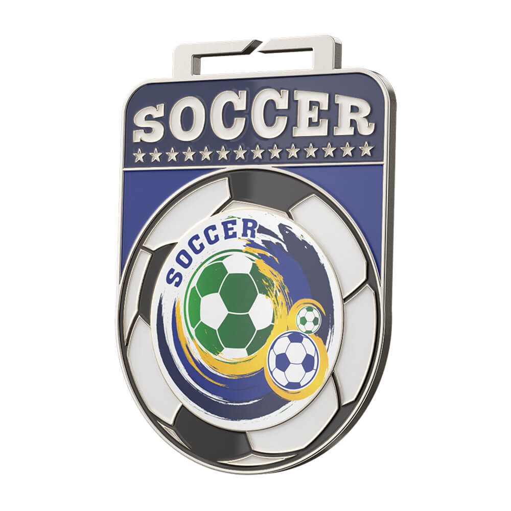 Dynamic whirlwind style football medal detail