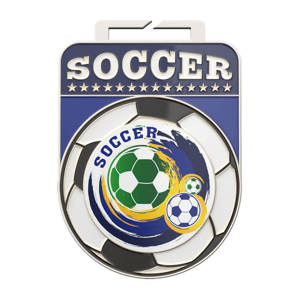Dynamic whirlwind style football medal front