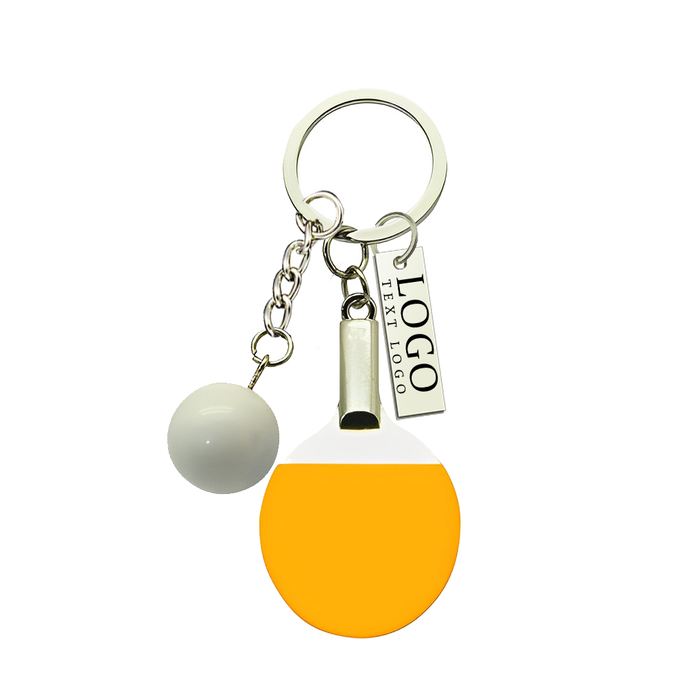 Table Tennis Keychain Yellow With Logo