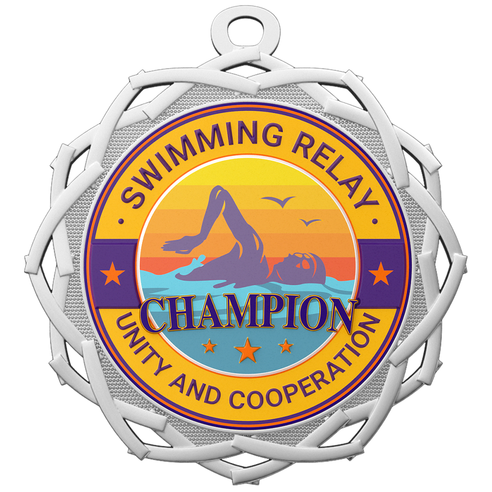 Custom Swimming Relay Champion Medal front