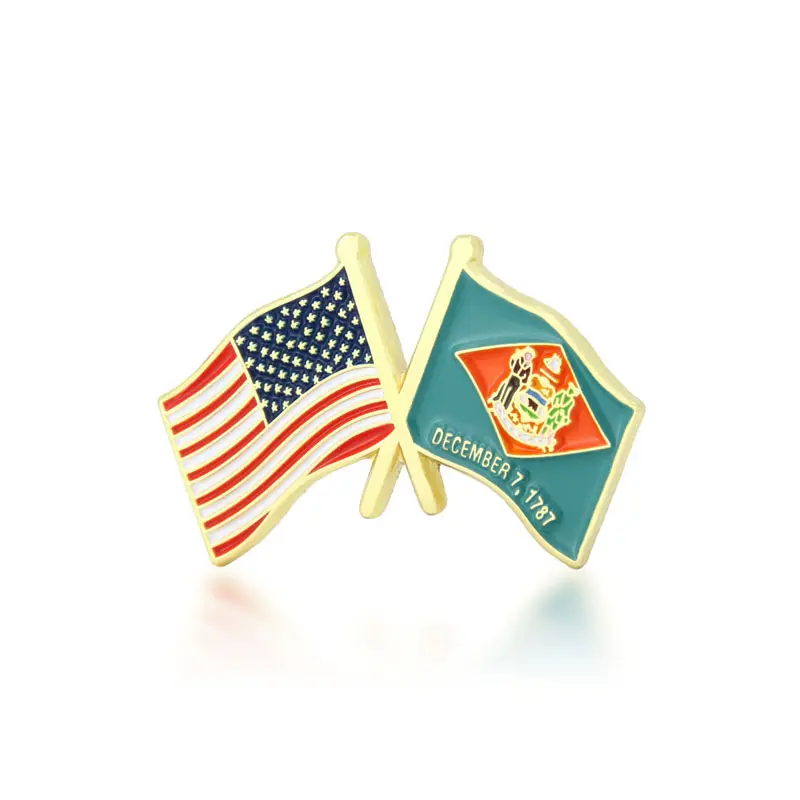 2. Delaware and USA Crossed Flag Pin 2. Delaware and USA Crossed Flag Pin