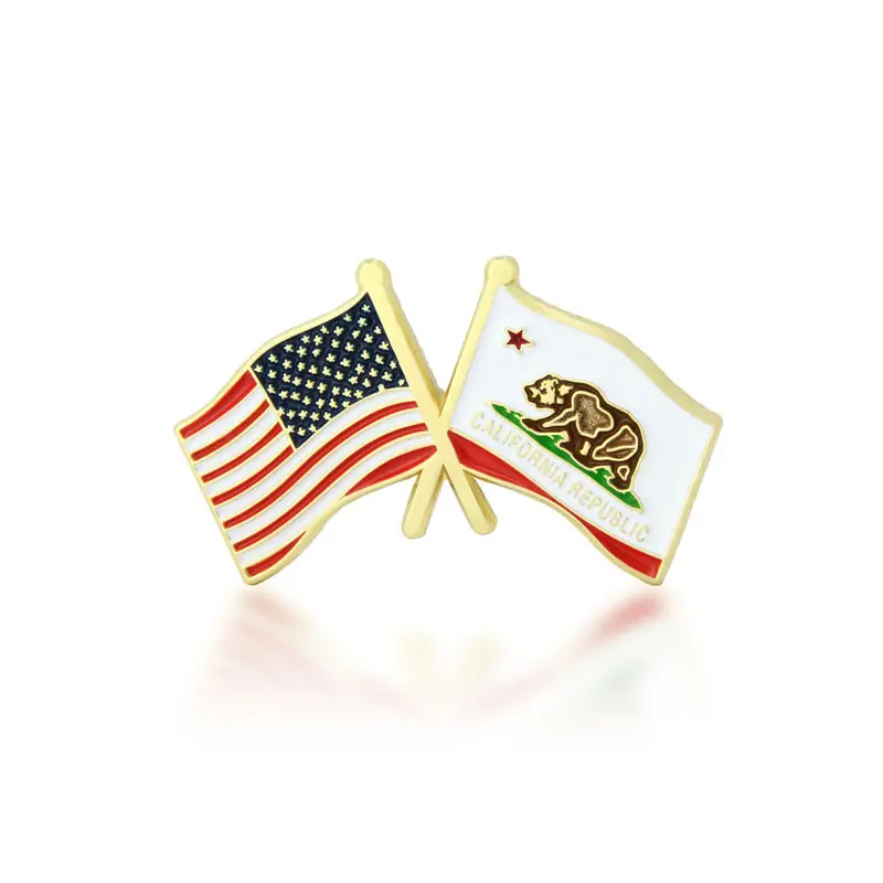 6. California and USA Crossed Flag Pin 6. California and USA Crossed Flag Pin