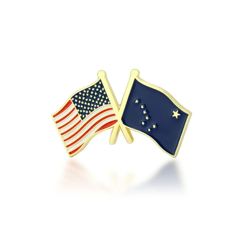 9. Alaska and USA Crossed Flag Pin 9. Alaska and USA Crossed Flag Pin