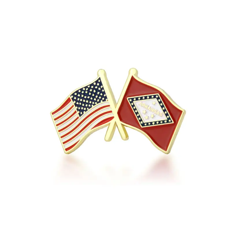 7. Arkansas and USA Crossed Flag Pin 7. Arkansas and USA Crossed Flag Pin