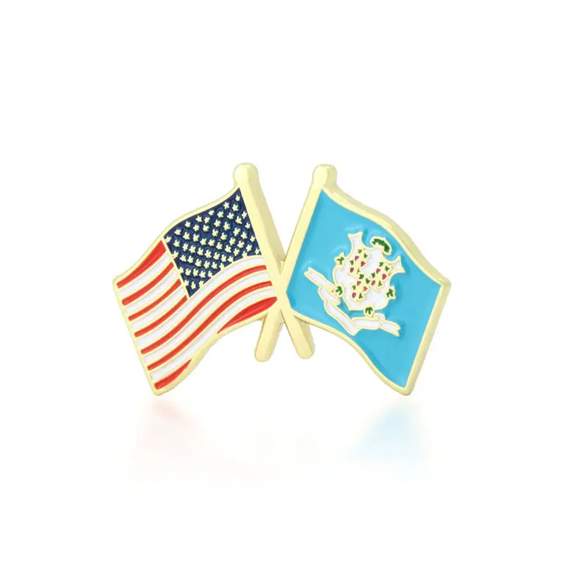 3. Connecticut and USA Crossed Flag Pin 3. Connecticut and USA Crossed Flag Pin