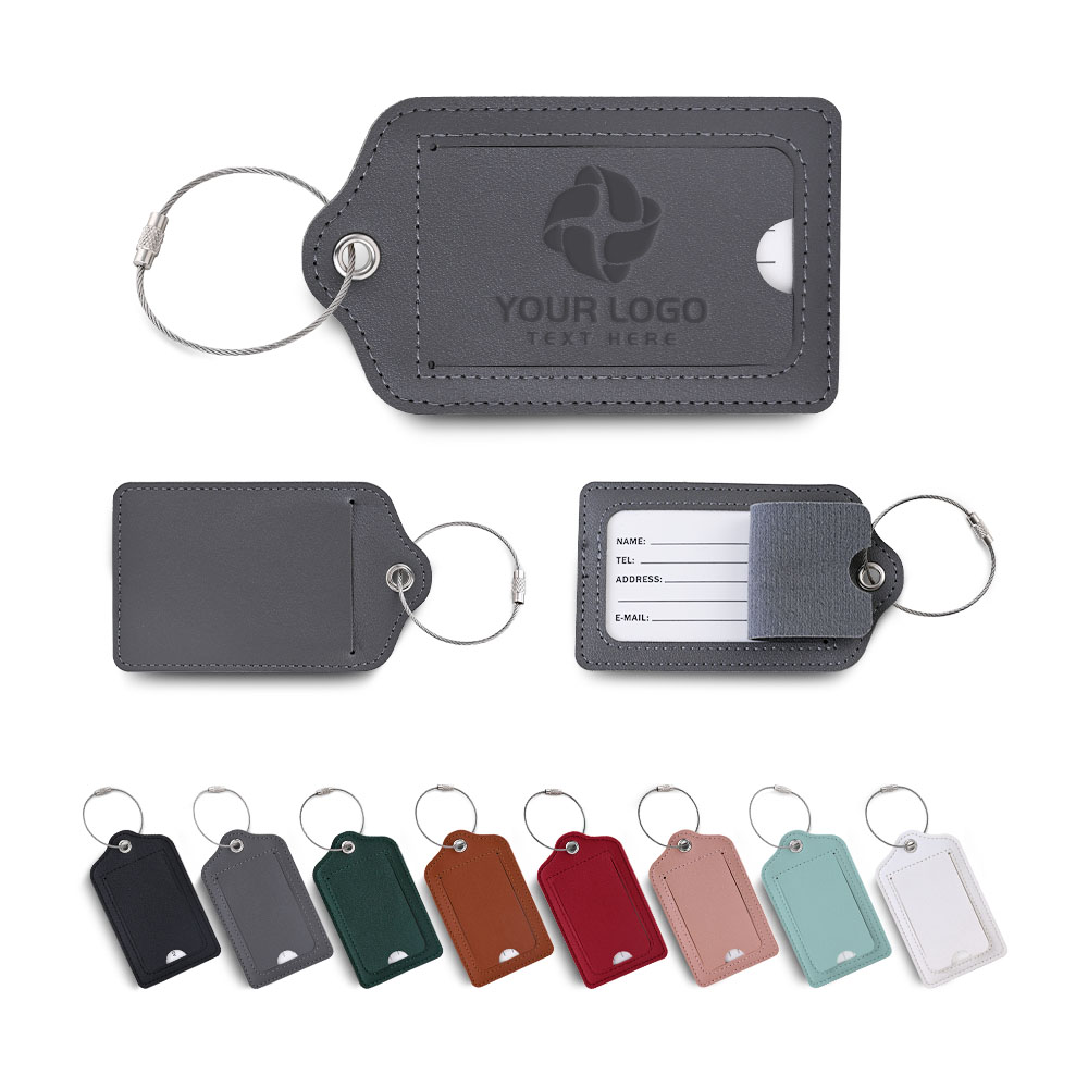 Group shot of Fashion Solid Color PU Leather Luggage Tag