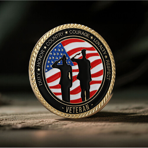Honor Duty Courage Veteran Coins
