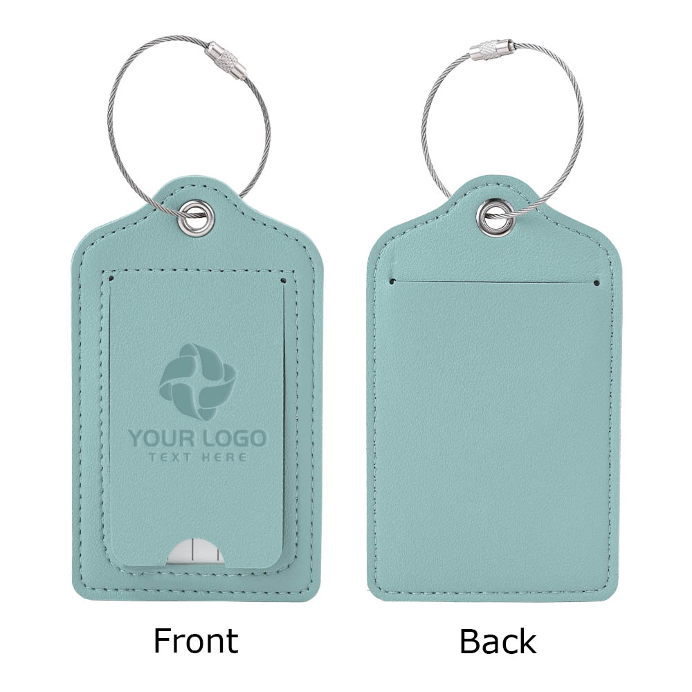 Fashion Solid Color PU Leather Luggage Tag Teal