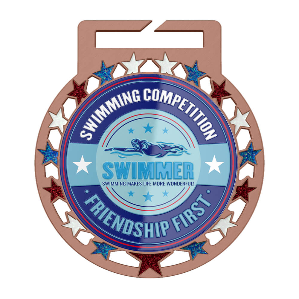 Swimming friendly competition Medals front Swimming friendly competition Medals front