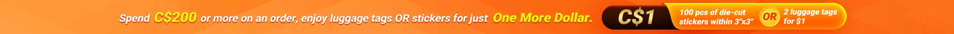 C$1 for luggage tags or stickers