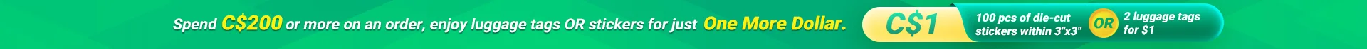 C$1 for luggage tags or stickers