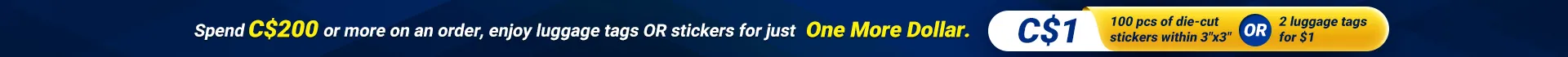 C$1 for luggage tags or stickers