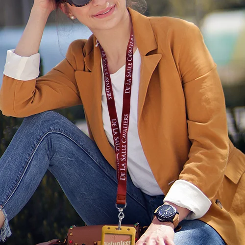 Polyester with text custom with badge holder