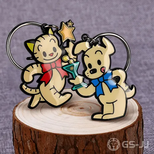 Cat & Dog Couple Metal Keychains Cat & Dog Couple Metal Keychains