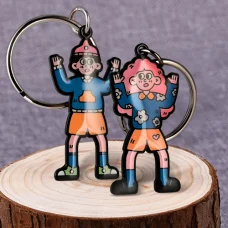 Hands Up Couple Metal Keychains