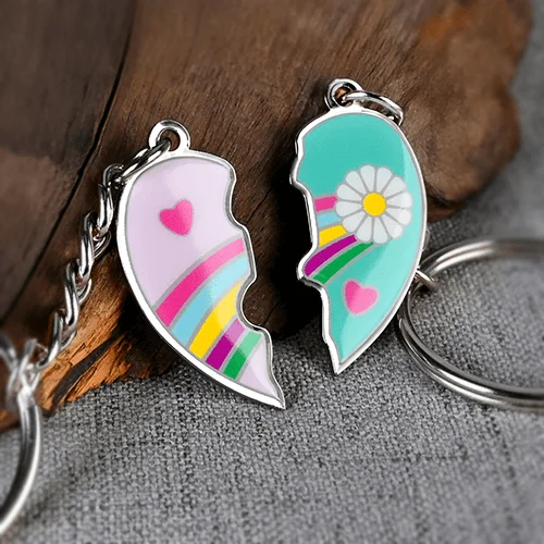 Creative Custom Heart-shaped Metal Couple Keychains Creative Custom Heart-shaped Metal Couple Keychains