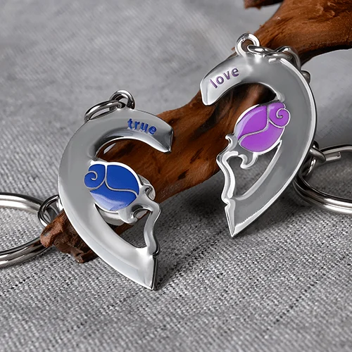 Custom Heart-shaped Metal Couple Keychains