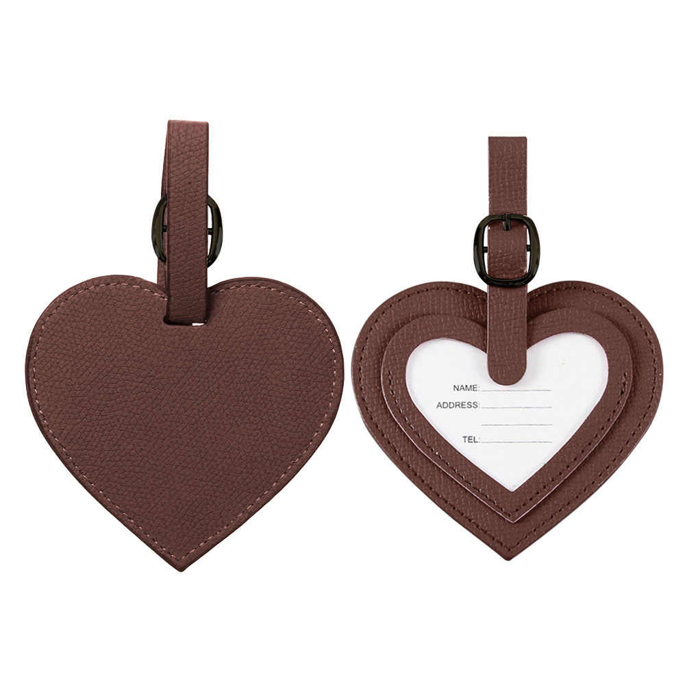 Gekleurde hart PU leren bagagelabels bruin