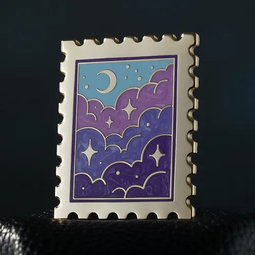 Custom Starry Cloud Postage Hard Enamel Stamp Pin