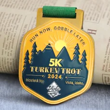 Custom Shiny Gold 5K Running Medal