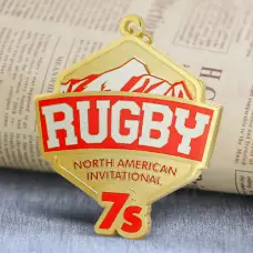 Custom Shiny Gold Rugby Medal