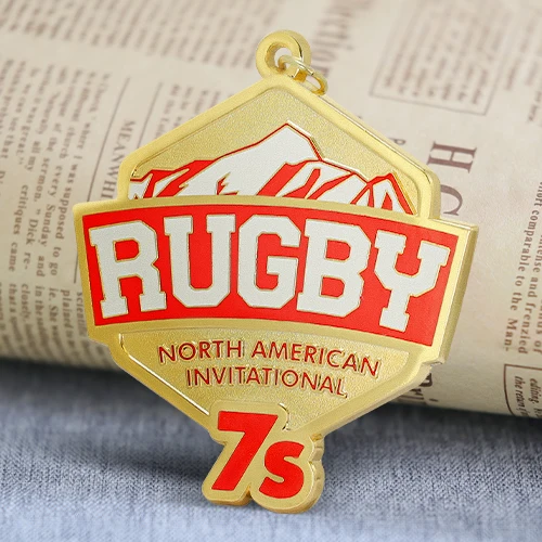 Custom Shiny Gold Rugby Medal
