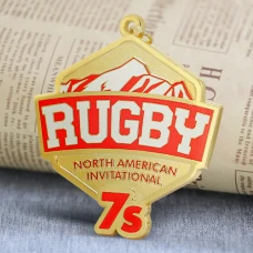 Custom Shiny Gold Rugby Medal