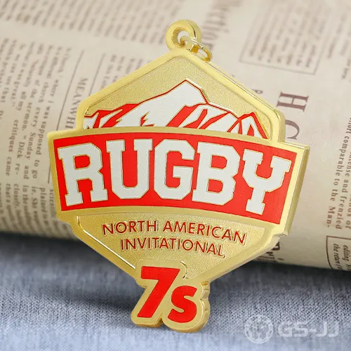 Custom Shiny Gold Rugby Medal Custom Shiny Gold Rugby Medal
