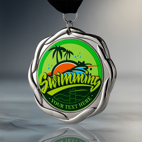 Custom Silver Swimming Award Medal