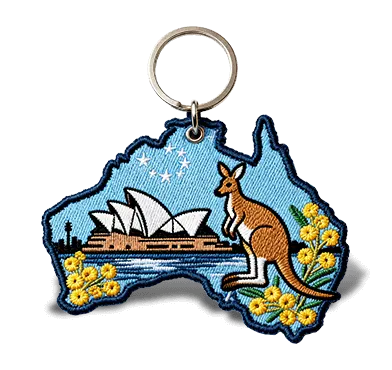 customized map embroidered keychains