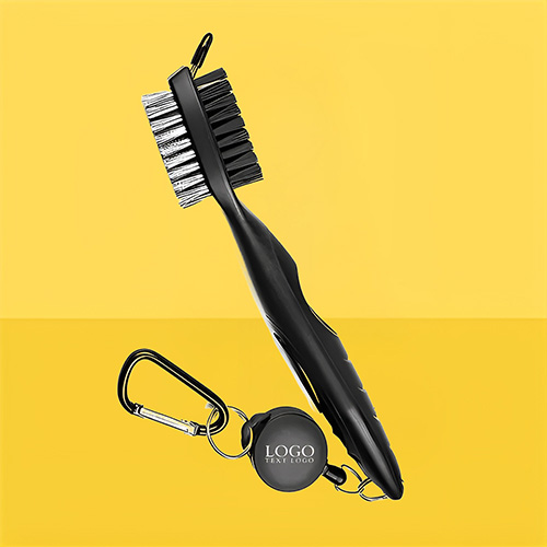 Branded Carabiner Keychain With Golf Club Brush And Groove Cleaner