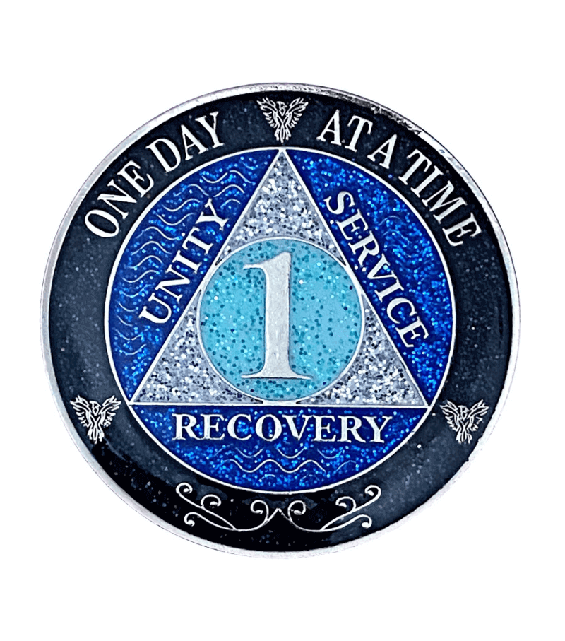 Custom Glitter Sobriety Coins Custom Glitter Sobriety Coins