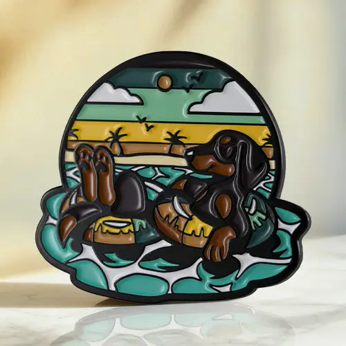 Beach Dachshund Soft Enamel Lapel Pin