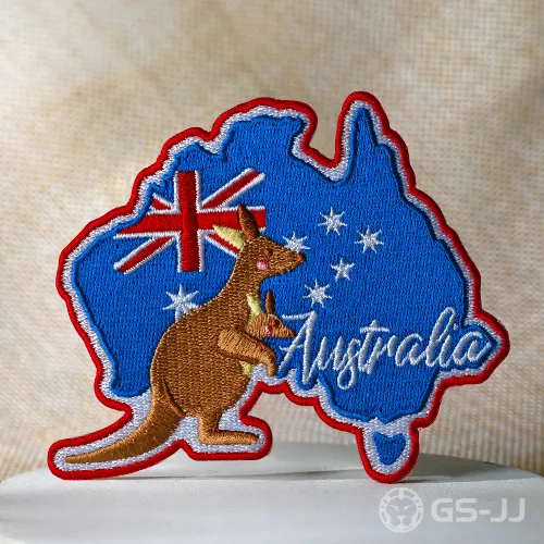 Australian Map And Kangaroo Custom Embroidered Patch Australian Map And Kangaroo Custom Embroidered Patch