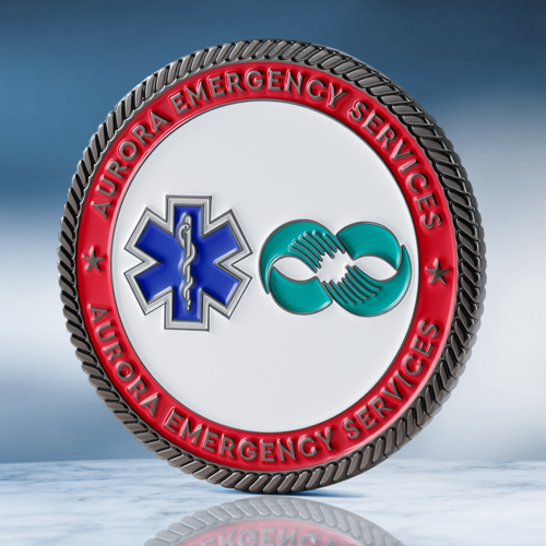 Custom Aurora EMS Challenge Coins
