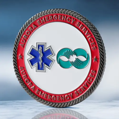 Custom Aurora EMS Challenge Coins