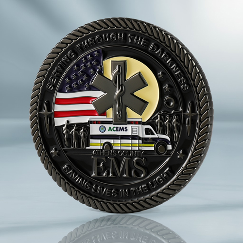 Custom Athens County EMS Challenge Coins