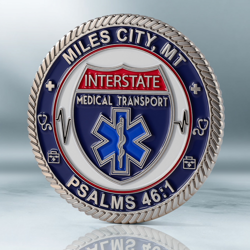 Custom Interstate EMS Challenge Coins